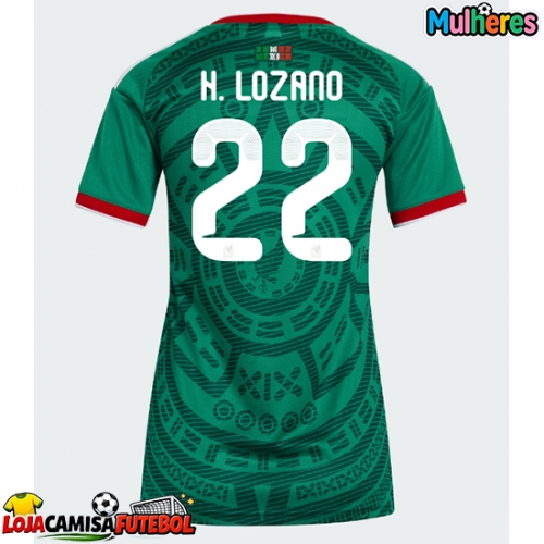 Camisa de Futebol México Hirving Lozano #22 Equipamento Principal Mulheres Mundo 2026 Manga Curta